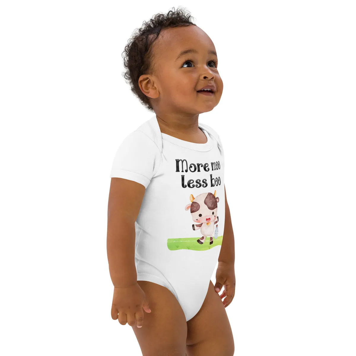 More Moo, Less Boo — Organic cotton baby bodysuit