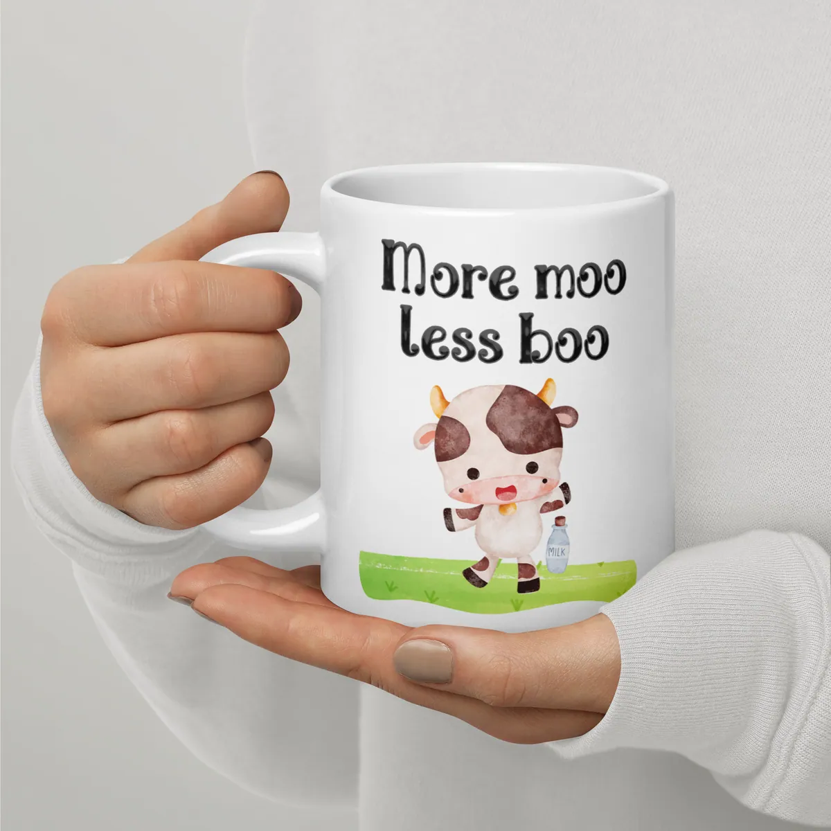 More Moo Less Boo — White glossy mug