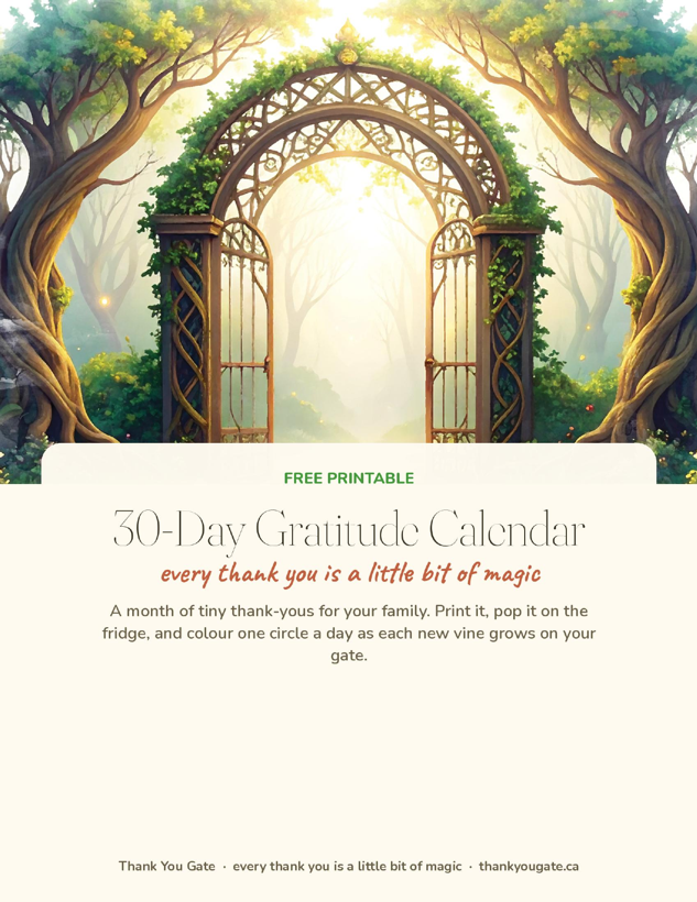 30-Day Gratitude Calendar